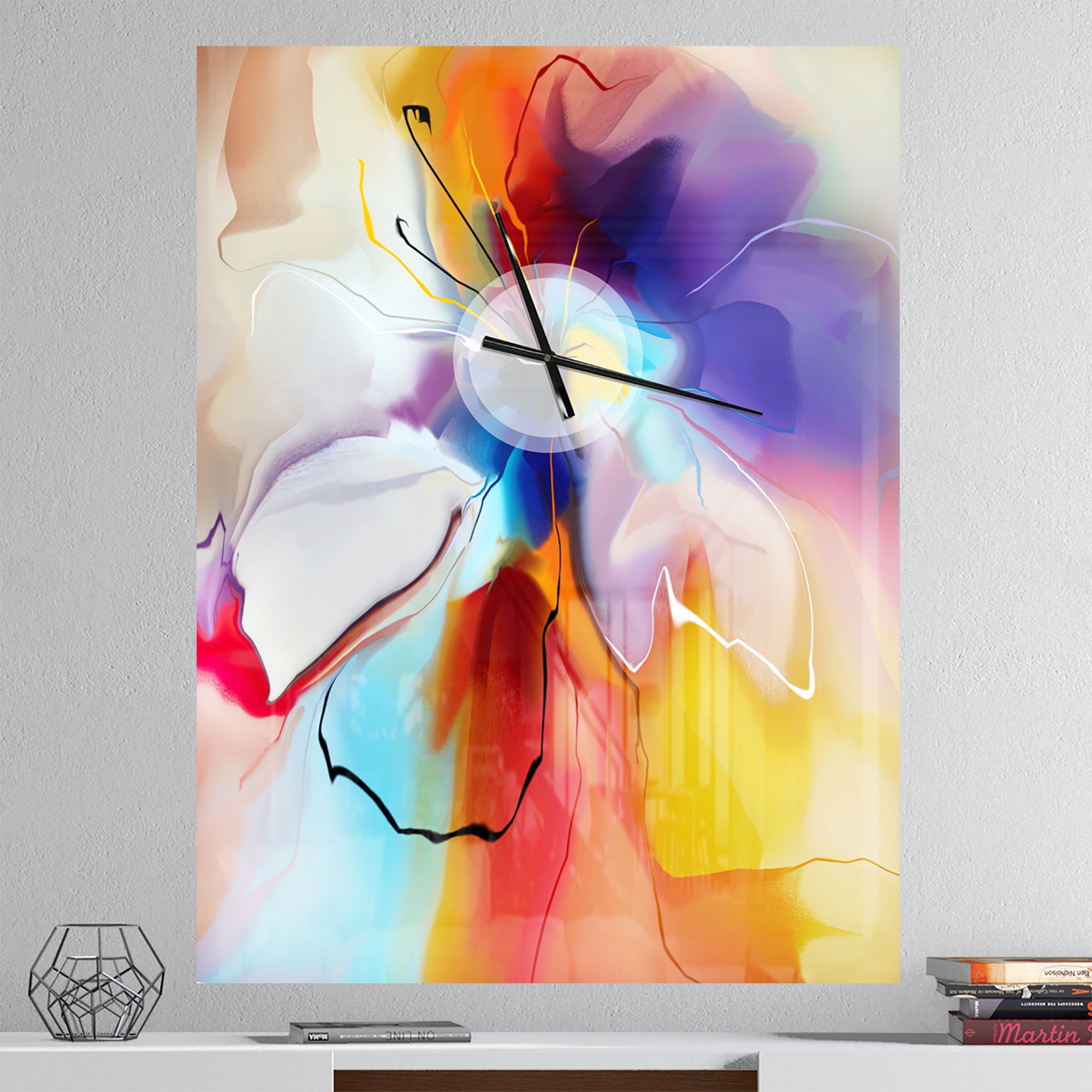 Designart 'Creative Flower in Multiple Colors' Modern wall clock