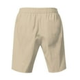 thumbnail image 4 of Mingw Mens Shorts Men Versatile Retro Flax Breathable Drawstring Elastic Waist Beach Shorts, 4 of 5