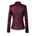 thumbnail image 2 of Made by Johnny Women's Panelled Faux Leather Moto Jacket XS WINE, 2 of 6