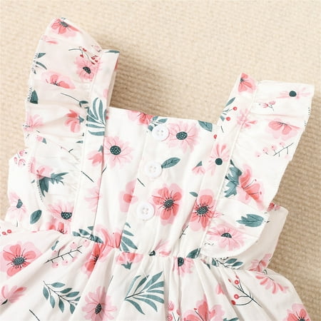 

PEASKJP Shirt Dresses for Girls Toddler Girl Summer Sleeveless Floral Floral Princess Roundneck Dress Knee-Length Casual Dresses for Girls Pink 9-12 Months