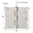 thumbnail image 5 of Design House 3-Pack 4" H x .125" Radius Square Interior/Exterior Door Hinges, Satin Nickel, 5 of 5