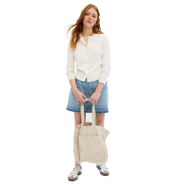 Cardigan de Cuello Redondo GAP con Copos de Nieve Color Leche XL