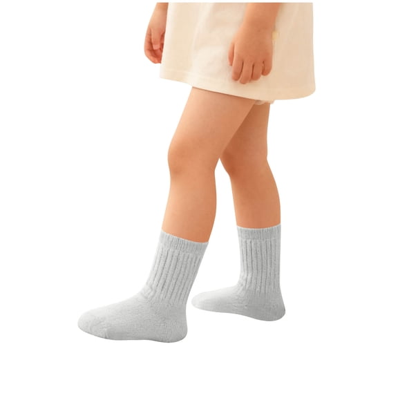 Virmaxy Solid Color Mid Calf Socks Soft Breathable Loose Non Constricting Cuff Ribbed Knit Design for All Season and Casual Wear, for 3-8 Years