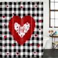 thumbnail image 2 of Valentine's Day Bathroom Shower Curtains with 12 Hooks Polyester Waterproof Shower Curtain for Stalls and Bathtubs Love Heart Romantic Black White Plaid Decorative Bathroom Curtain 72x72 Inches, 2 of 9