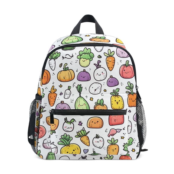FORMRS Kids School Backpack with Front Zippered Pocket 12" Student Travel Daypack, Cute Vegetables