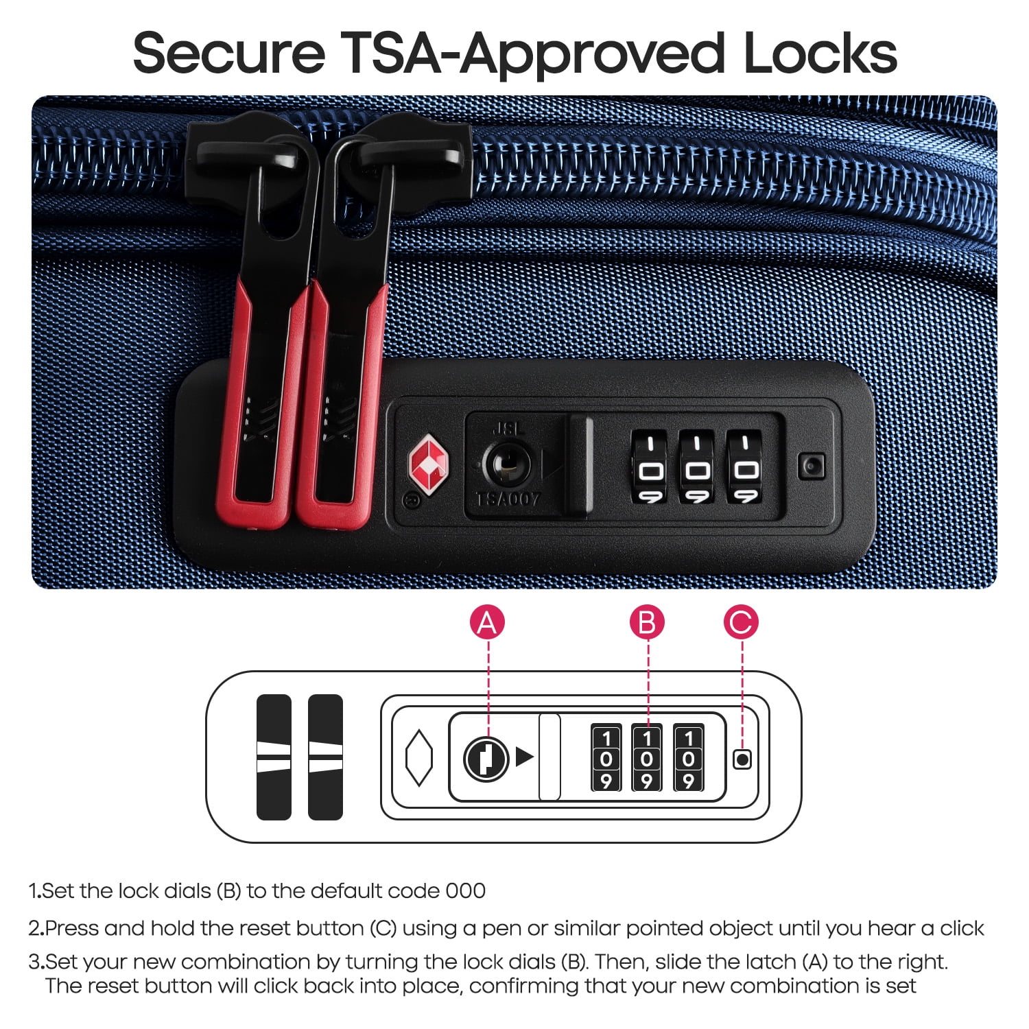 New York Xpress 3-Piece Softside Expandable Spinner Luggage Set with TSA Lock, 22" Carry-On, 28" and 32" Checked, Navy - WD8817