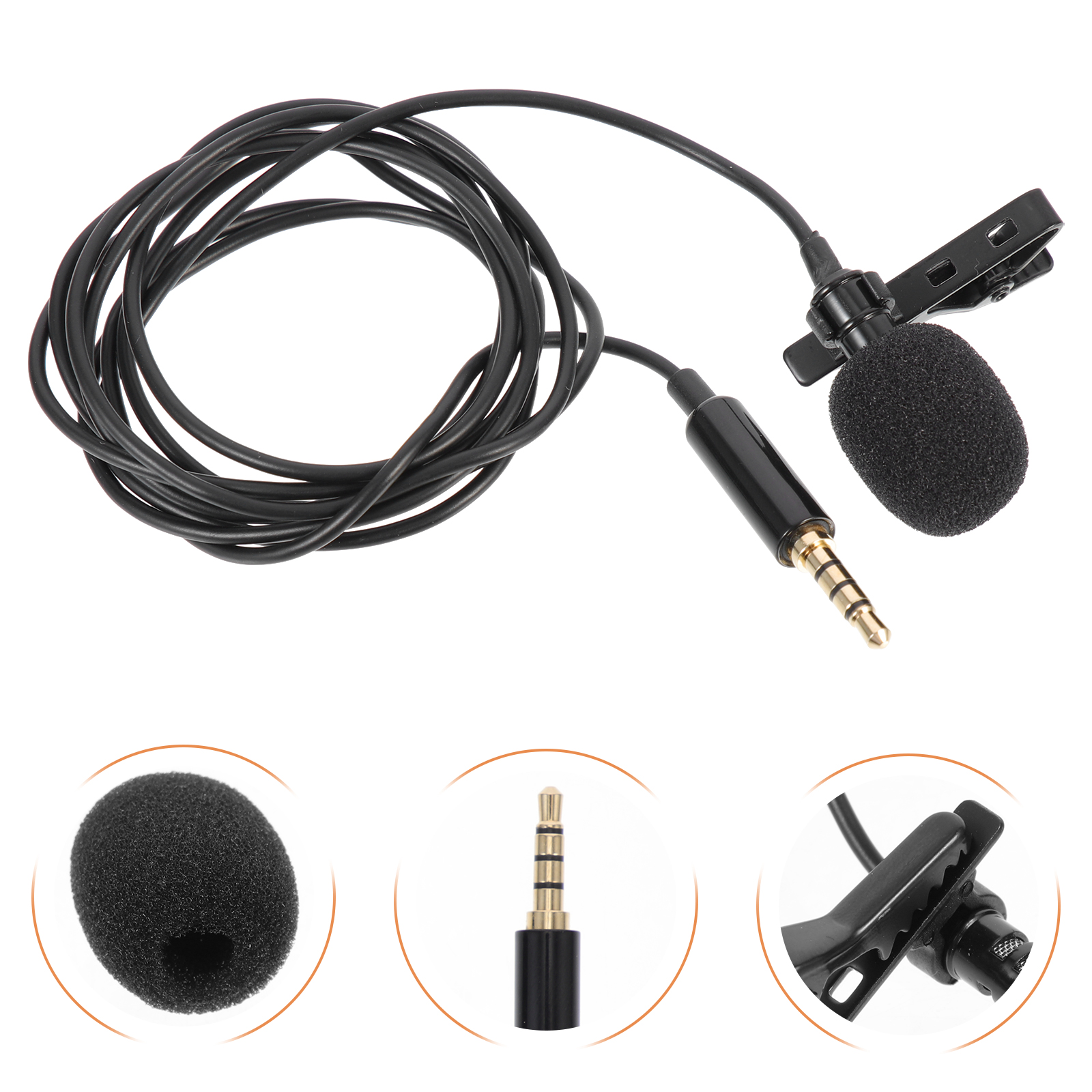 Lavalier Microphone Clip On Microphone 3.5mm Recording Microphone Lapel Mic - image 4 of 9