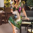 thumbnail image 3 of Lsque Flower Crown Guinea Pig Print Women's Casual Dress T-Shirt Summer Short Sleeve Scoop Neck Swing Dresses, 3 of 6