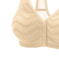 thumbnail image 4 of XUNKUSGA Wireless Front Closure Bra for Women Scalloped Lace Side Bust Support Plus Size Minimizer Bras with Wide Mesh Shoulder Straps for Large Bust & Seniors,Beige01,5XL, 4 of 4