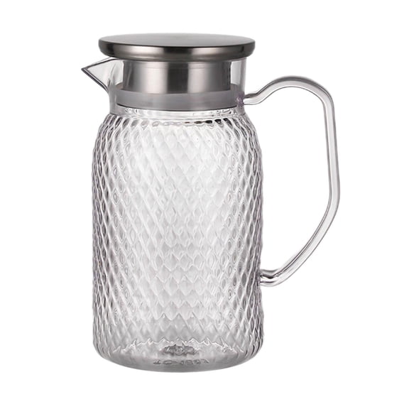 Fiocias Cold Pitcher Juice Water Pitcher Transparent Drinks Water Jug Water Pitcher Milk steel lid argent