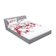 thumbnail image 2 of Ambesonne Japanese Fitted Sheet & Pillow Sham Set, Blossoms Sakura Plant, Queen, Dark Brown Dark Coral, 2 of 2
