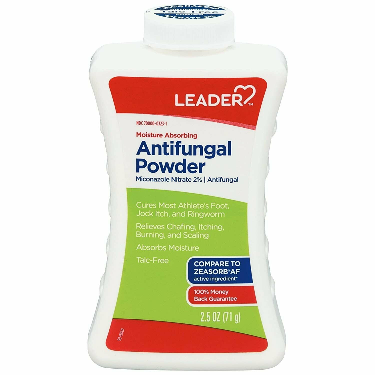 Leader Antifungal Powder Micanzole Nitrate Moisture Absorbing Talc-Free,  2.5 Oz