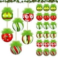 thumbnail image 6 of Virelaxpo Christmas Ball Ornaments Set with Fuzzy Hair,12-Piece 2.4-Inch Red Green Xmas Tree Decorations with Pre-attached Ropes for Home and Party Decor, 6 of 7