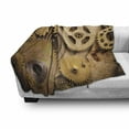 thumbnail image 3 of Steampunk Soft Flannel Fleece Blanket, Engineering Equipments Illustration of Mechanical Elements Wheels Close up Image, Cozy Plush for Indoor and Outdoor Use, 70" x 90", Sand Brown, by Ambesonne, 3 of 6
