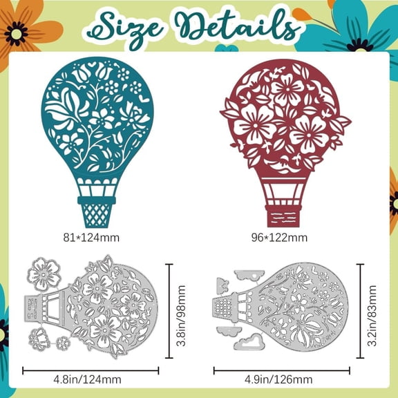 Hot Air Balloon Flowers Cutting Dies Card Making Die Stencil Carbon Steel Floral Card Die Cuts Scrapbooking Embossing Template for Greeting Cards Craft Paper Album Wedding Invitation Decor