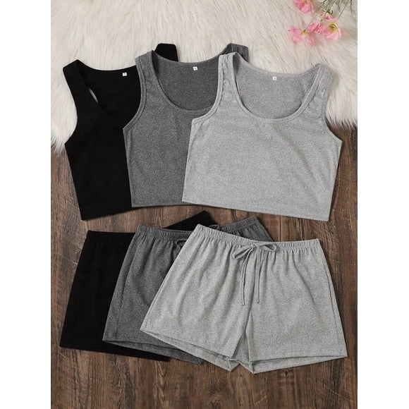 Set De Pijama Mujer Top Sin Mangas Y Shorts Multicolor, Ropa De Dormir
