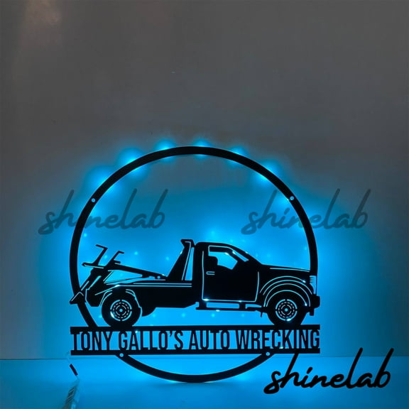 Shinelab Rotator Tow Truck Metal Sign LED Wall Art, Custom Truck Driver Wall Decor 11473
