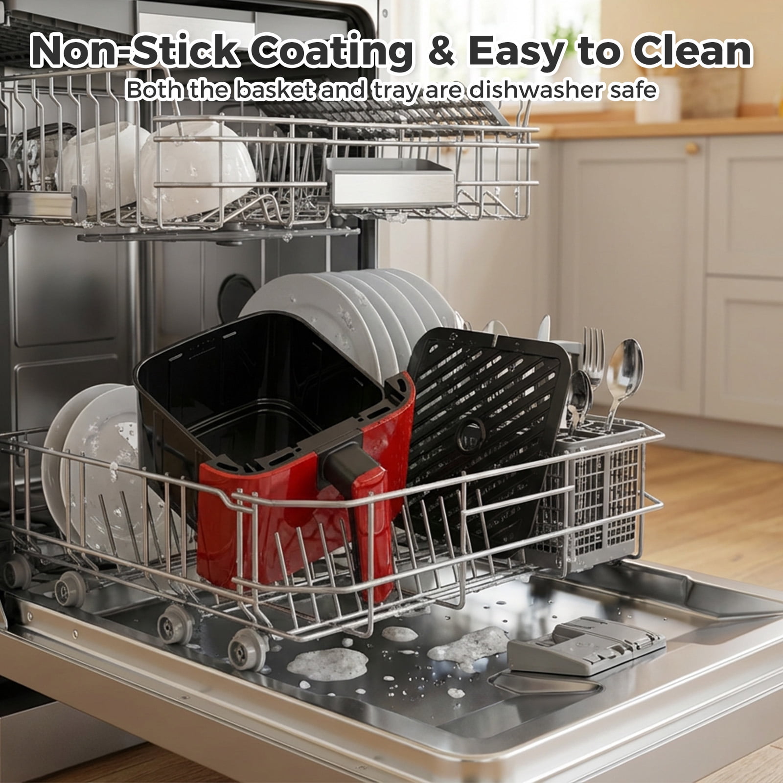 Gianna 3 Qt Air Fryer, 4-in-1 Air Fry, Roast, Reheat & Dehydrate, Nonstick Basket, Red