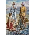 thumbnail image 2 of Matania, Fortunino 17x24 Black Ornate Wood Framed with Double Matting Museum Art Print Titled - Jesus and The Fishermen, 2 of 4