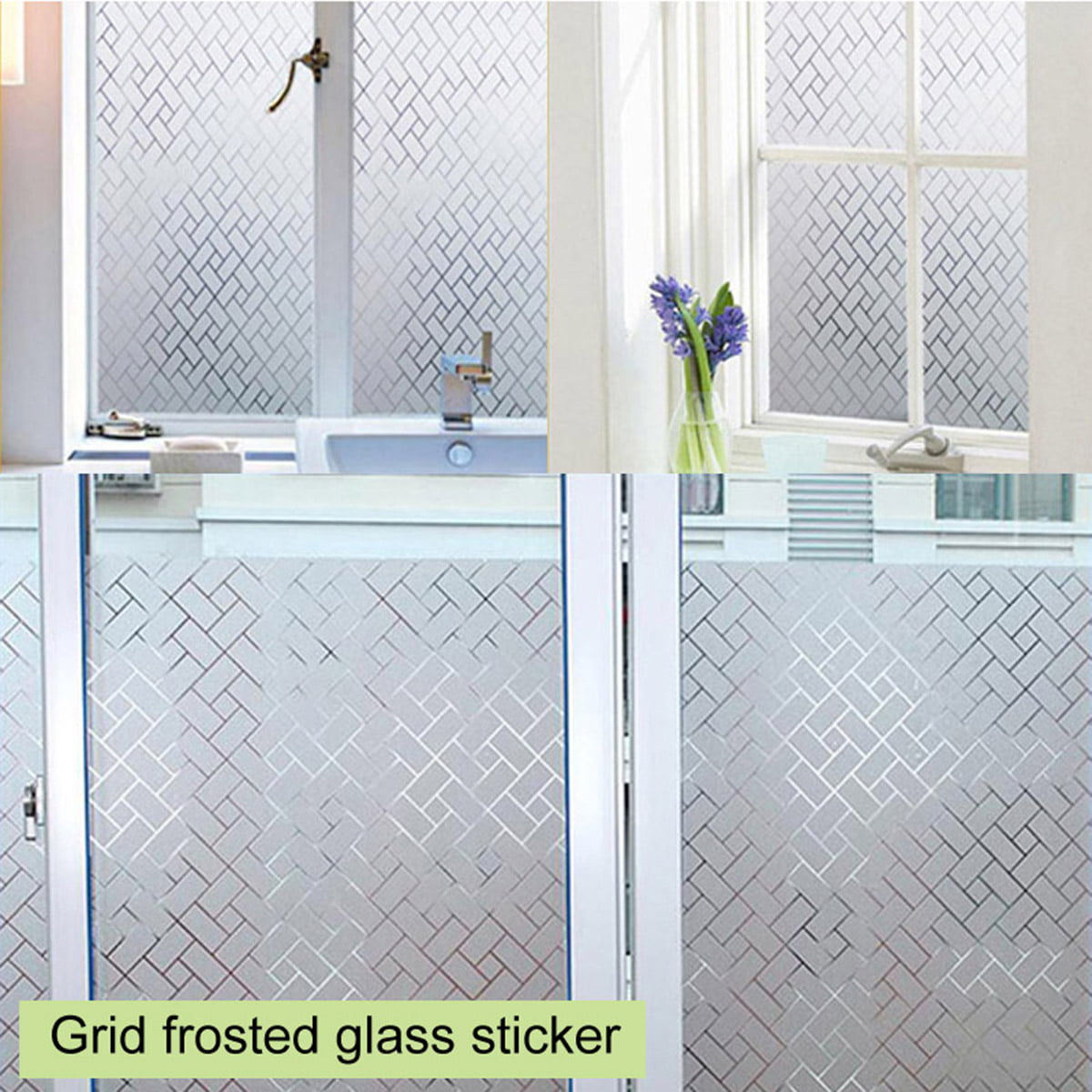 Privacy White Frosted Window Door Film Frost Etched Glass Sticker Back 35"x79" 