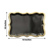 Efavormart 10 Pack | Elegant Black / Gold Rim Disposable Serving Trays, Heavy Duty 400 GSM Paper Rectangular Party Platters - 14X10