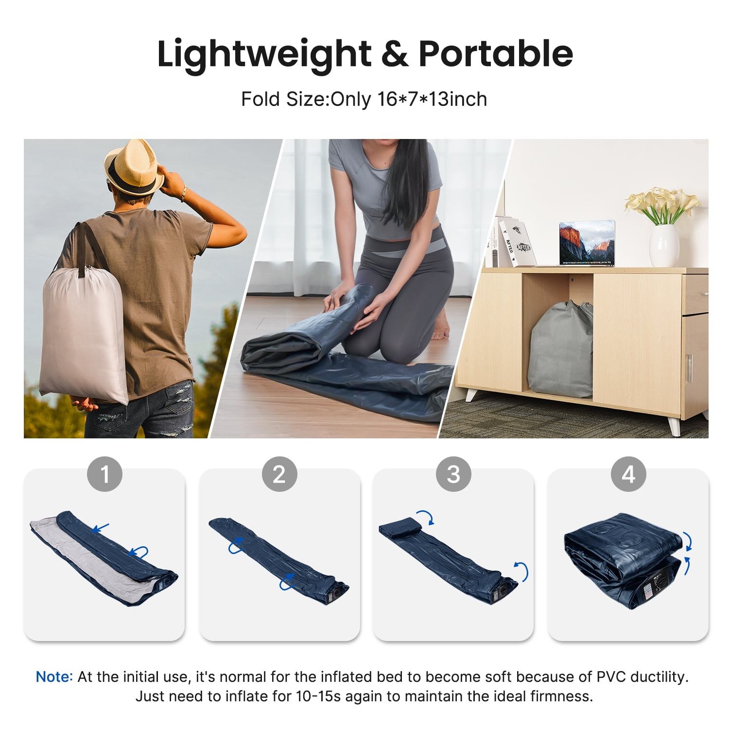 iDOO 18″ Full Size Air Mattress – Integrated Electric Pump
