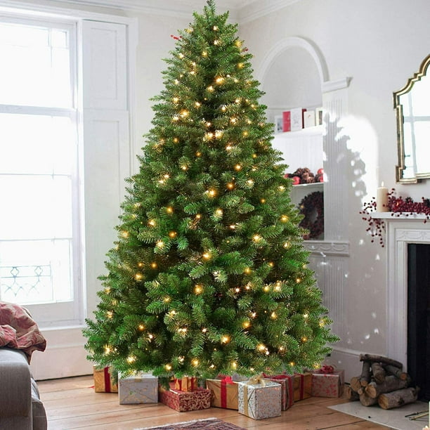 Christmas Trees PreLit, 7.5FT Premium Hinged Artificial Christmas