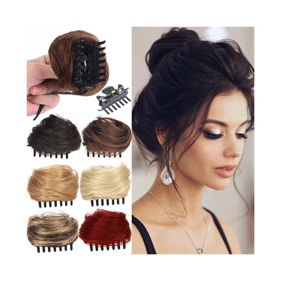 Space Bun Hairpieces Mini Claw Clip in Hair Bun Messy Cat Ears Hair Extension Donut Chignon