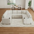 thumbnail image 4 of Harper & Bright Designs Sectional Sofa with Pull Out Bed, Convertible Sofa Sleeper with Storage Ottoman, Chenille U-shaped Sectional Sofa with Cup Holders for Living Room, 107.1", Beige, 4 of 17