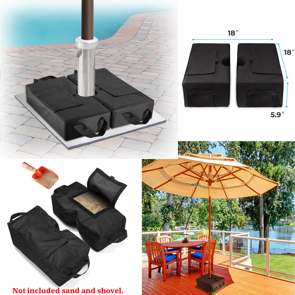 2pcs Umbrella Parasol Base Weight Bag Patio Sunshade Tent Detachable Sand Bag Walmart Canada