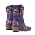 thumbnail image 4 of YLYL Cowboy Boots for Women Ankle Cowgirl Boots Western Flower Embroidered Square Toe Heel Stitched Retro Boots, 4 of 7