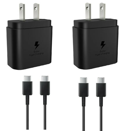 Super fast charger compatible with Samsung Galaxy S21/S21+/S21 Ultra/S20/S20+/S20 Ultra/Note 20/Note 20 Ultra/Note 10/Note10+/S10 5G with 3Ft Type C Fast Charging Cable 2-PACK