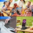 thumbnail image 5 of Cell Phone Stand with Wireless Bluetooth Speaker,Loud with bass Phone Speaker Amplifier, Foldable Adjustable Desk Kitchen Bracket Sturdy Stable Holder for iPhone ipad Tablet Android-Black, 5 of 6