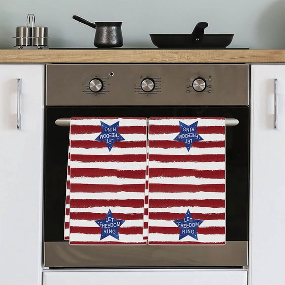 Lilgiuy 4th of July Patriotic Kitchen Towel, Independence Day Red Blue Star Absorbent Dish Cloth, Hand Drying Soft Dish Towels for Kitchen Decoration, 15.75x23.62in, 1Pcs