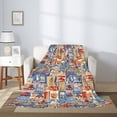 thumbnail image 2 of Gaeub Set Of Travel Vintage Print Flannel Throw Blanket, Home Fleece Throw Blanket for Couch or Bed,Decorative Blankets,Lightweight Fuzzy Flannel Blanket-50"x40", 2 of 6