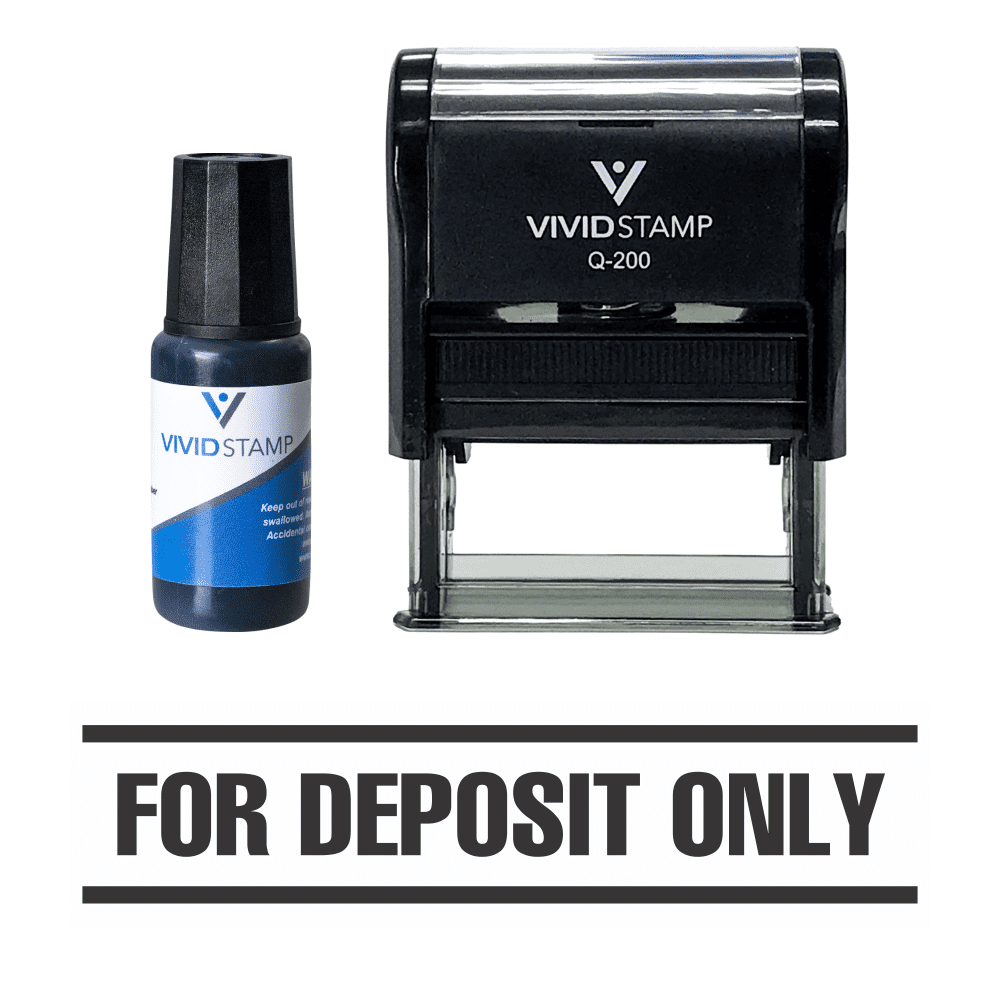 (3 pack) Efficiency and Versatility: Vivid Stamp For Deposit Only Self Inking Rubber Stamp Combo with Refill (Black Ink) - Medium