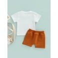 thumbnail image 4 of Franhais Kids Summer Shorts Set Short Sleeve Letters Print Tops Solid Elastic Waistband Shorts, 4 of 9
