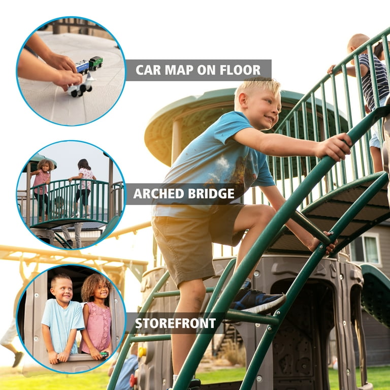 Lifetime Kid's Double Adventure Tower Playset with Bridge, Slides