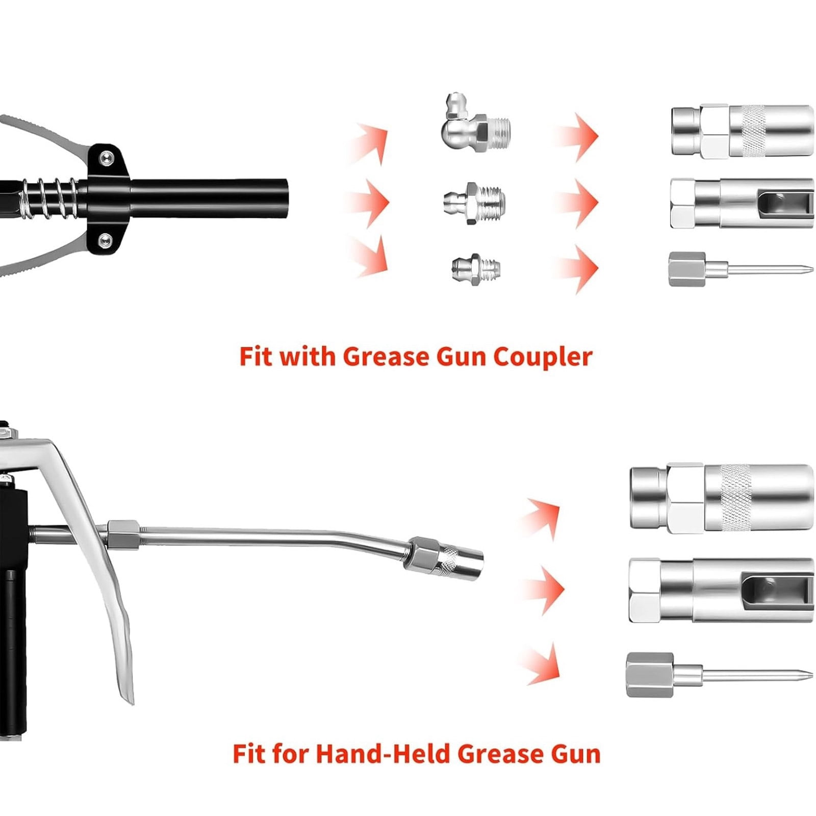 BELOWSYALER Grease Guns Coupler Adapter With Flexible Extension Hose for Efficient Lubrication Equipment Care Automotive Maintenance