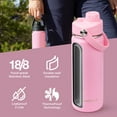 thumbnail image 4 of ThermoProof Insulated Water Bottle – Stainless Steel, Wide Mouth, Spout & Screw Lids, Leakproof, Dishwasher Safe, Reusable – Keeps Drinks Hot or Cold – for Adults & Kids – 18oz, Pink, 4 of 9