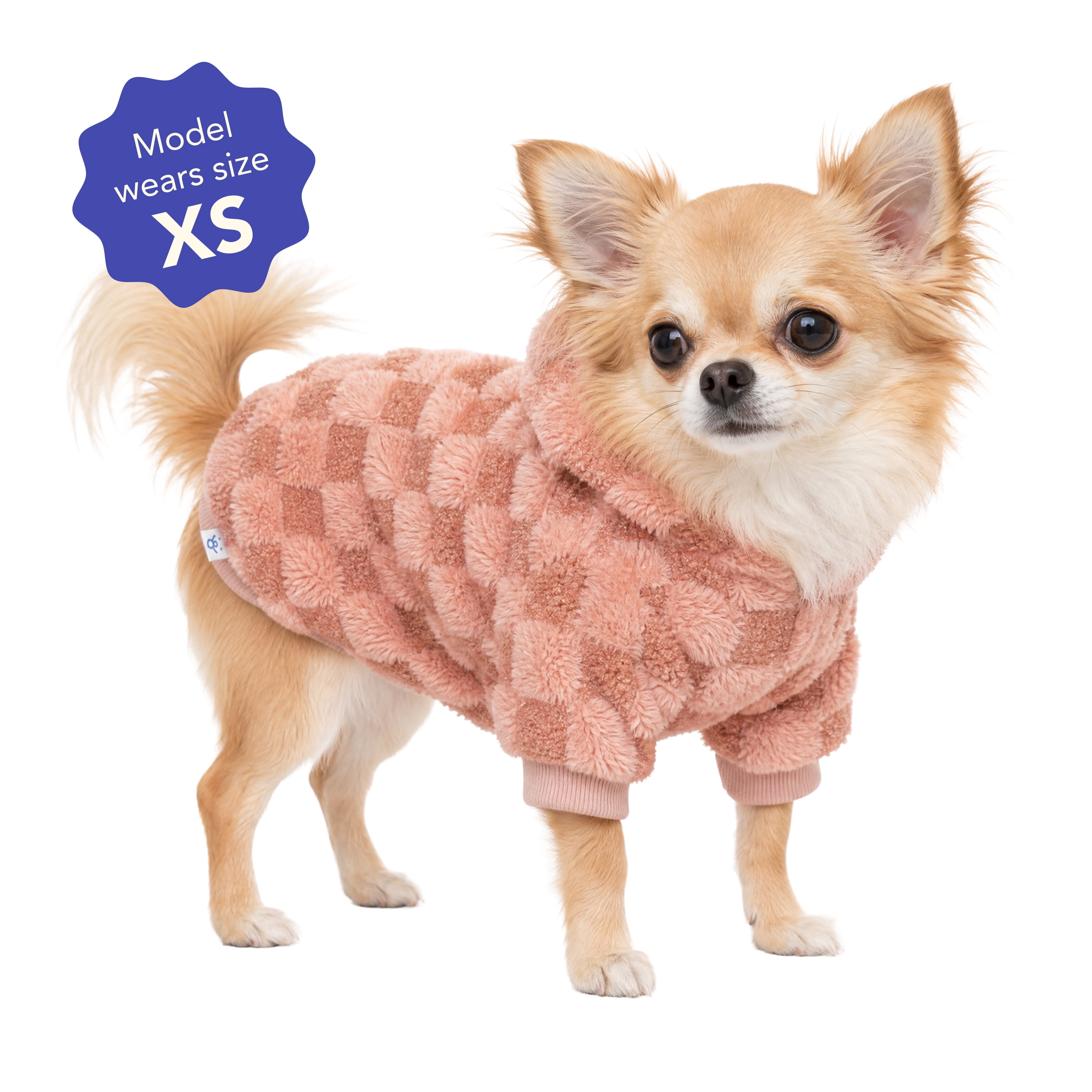 Oodles Checkerboard Fall Sherpa Dog Hoodie, Red, XS