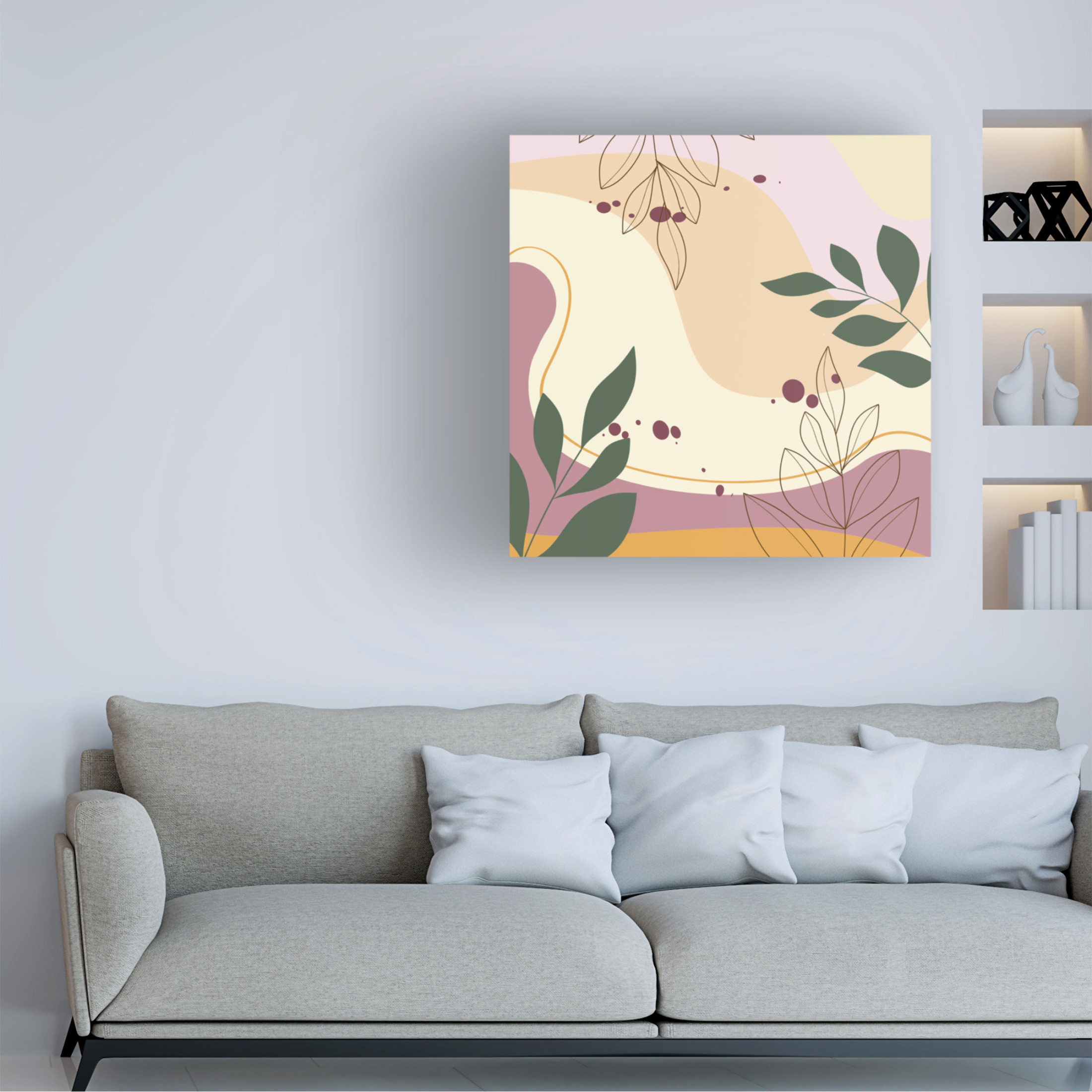 Canvas Wall Art - Jean Plout 'Abstract Botanical Garden B' Wall Art for Living Room, Bedroom, or Office Décor by Trademark Fine Art - 18 x 18 Inches