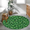 thumbnail image 3 of Green St. Patrick's Day Round Area Rug 4Ft Washable Circle Rugs for Bedroom Dining Room, Lucky Clovers Watercolor Rustic Non-Slip Carpet Floor Mats Indoor Outdoor Carpet Runner Aesthetic Home Decor, 3 of 8