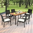 thumbnail image 4 of Gymax Rectangle Patio Outdoor Dining Table Acacia Wood Tabletop w/ 2'' Umbrella Hole, 4 of 10