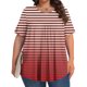 thumbnail image 2 of Tamaño Más Manga Corta Tops para las Mujeres Impreso Manga Corta Sólida Redonda Cuello Plegado Blusa, Poliéster Más Tamaño Superior, Lavado a Mano, 2 of 6