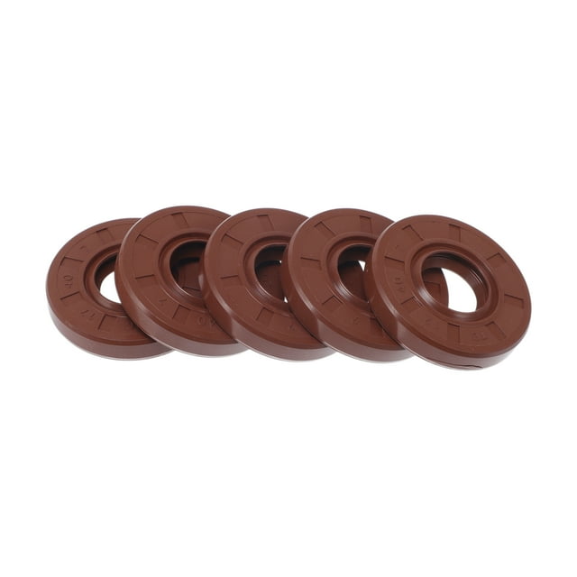 Sello de Aceite Universal TC Doble Labio con Resorte de Acero 17x40x7mm Alta Presión Caucho FKM Marrón 5 Pcs