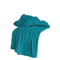 Teal & Blue Knitted 100 Percent Cotton Throw Blanket
