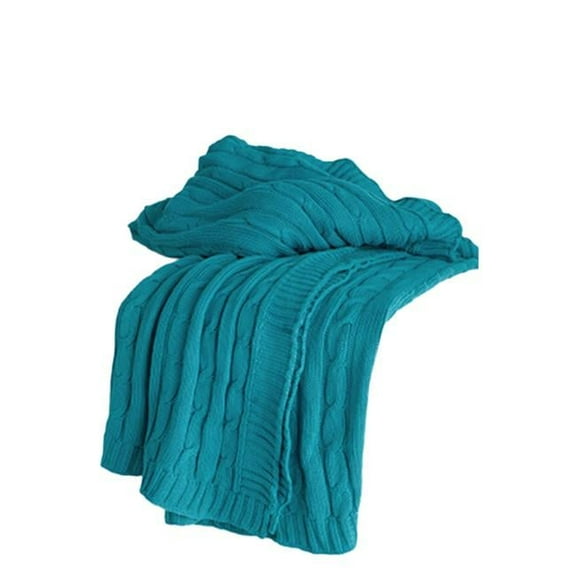 Teal & Blue Knitted 100 Percent Cotton Throw Blanket