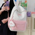 thumbnail image 5 of Bow Embroidery School Backpack, Star Print Backpack with Mini Pendant Bag, Lightweight Loptop Backpack for Travel Shopping (Pink), 5 of 8