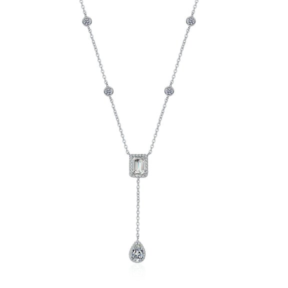 3CT Moissanite Necklaces for Women, D Color VVS1 Radiant Cut Diamond Necklaces,925 Sterling Silver Pendant Necklaces, Jewelry Gifts for Women with Certificate